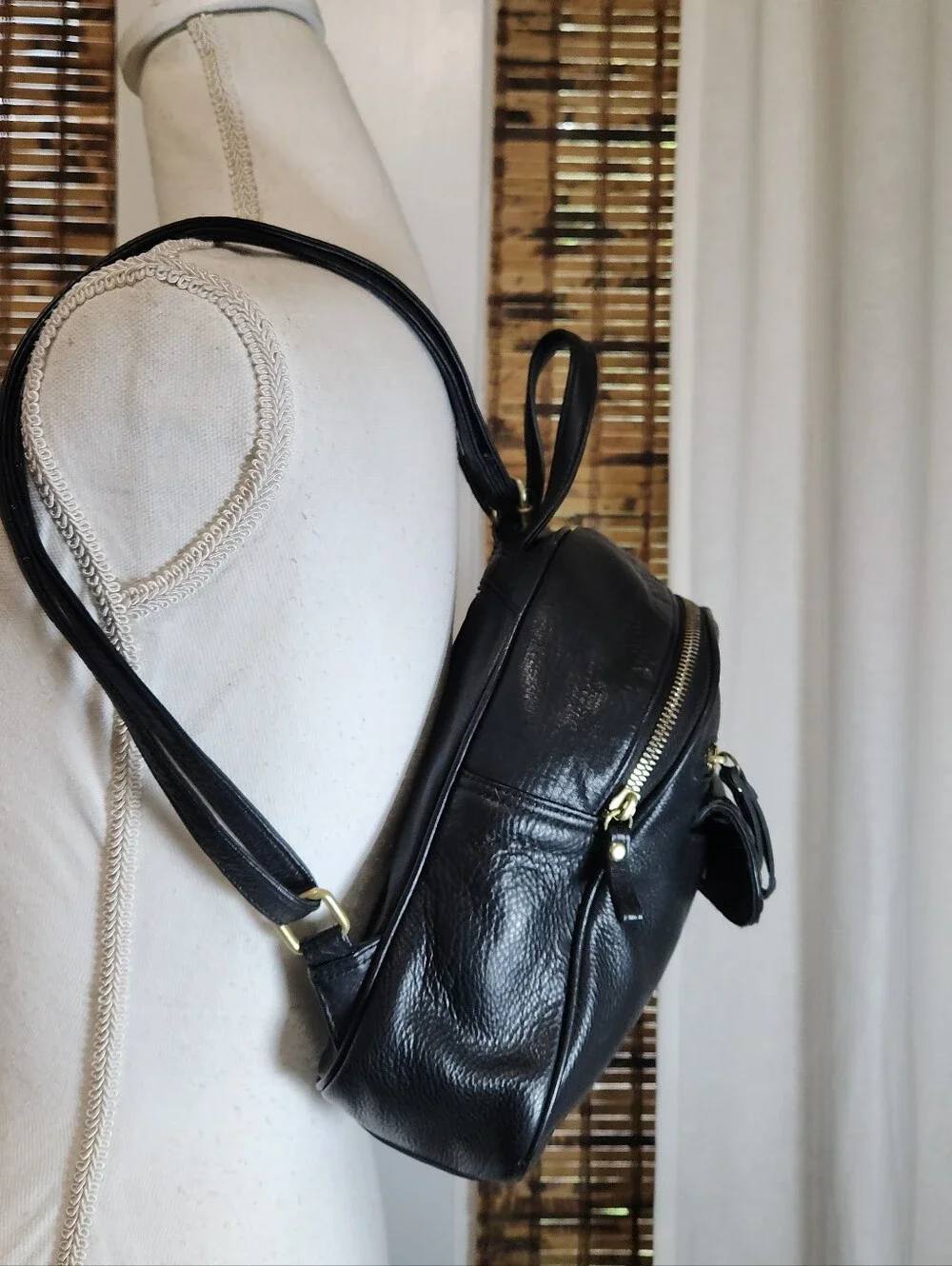 Vintage Great American Leatherworks Black Leather Backpack Purse